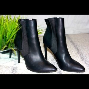 Black leather booties